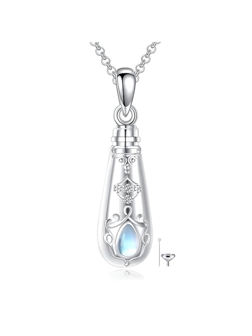 925 Sterling Silver Urn Necklaces for Ashes, Teardrop Memorial Keepsake